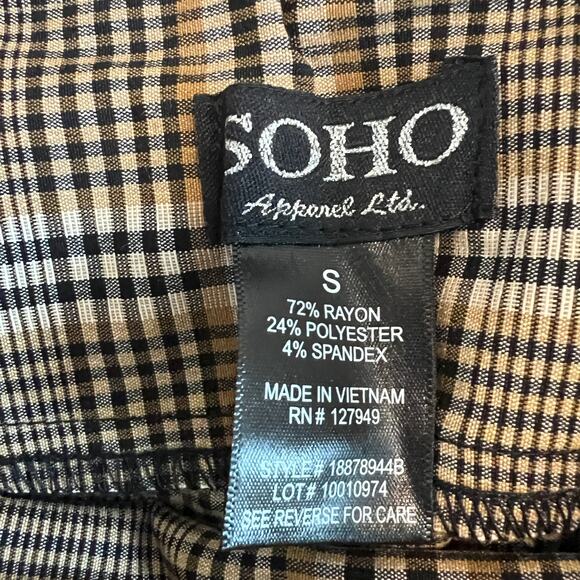 Soho Apparel Ltd. Women's Straight Leg Brown Plaid Ankle Pant Size S NEW‎ - Picture 8 of 9